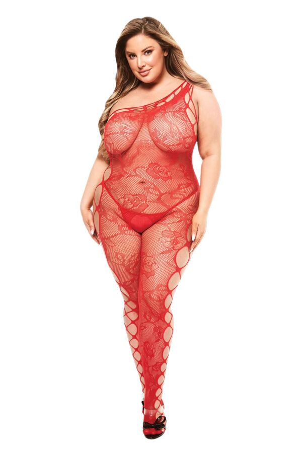 Off The Shoulder Bodystocking Queen Size Red