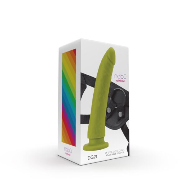 Nobü Rainbow – DG21 9″ Dildo with Suction Cup & Strap-On Harness – Turtle Green