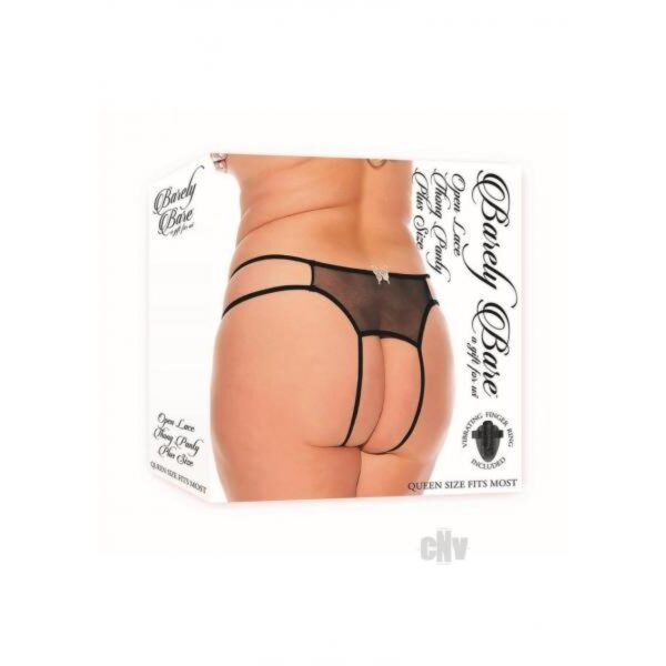 Open Lace Thong Panty Plus Size Black