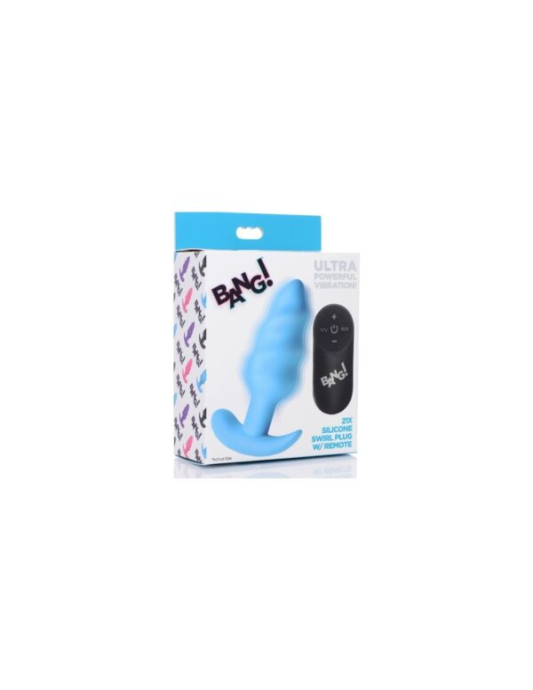 Bang! 21x Silicone Swirl Plug W/Remote – Blue