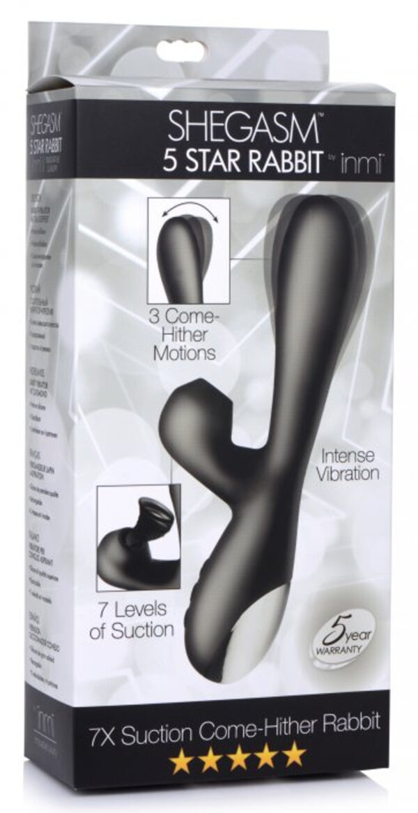 IN Shegasm 5 Star 7X Suction Come Hither Rabbit - BLACK