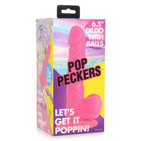 Pop Peckers Dildo With Balls 6.5in – Pink