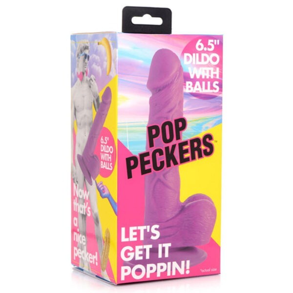 Pop Peckers Dildo with Balls 6.5in – Purple