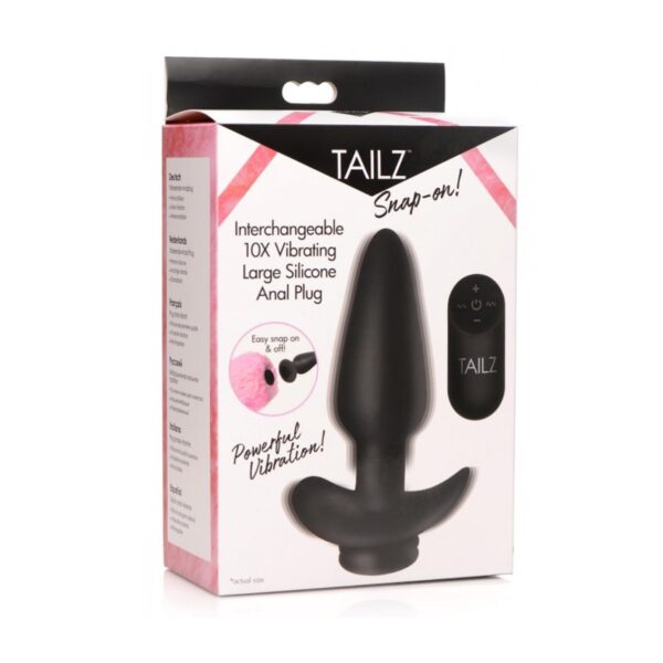 Tailz Interchangeable 10X Vibrating Large Silicone Anal Plug With Remote