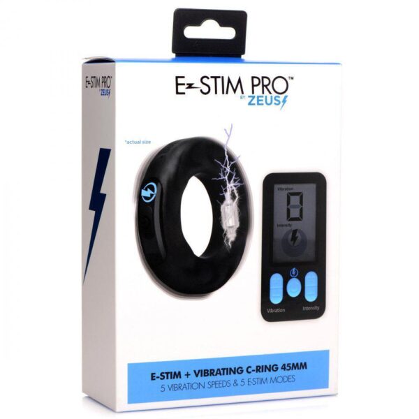 ZS Vibrating & E-Stim Silicone Cock Ring w/ RC 45m