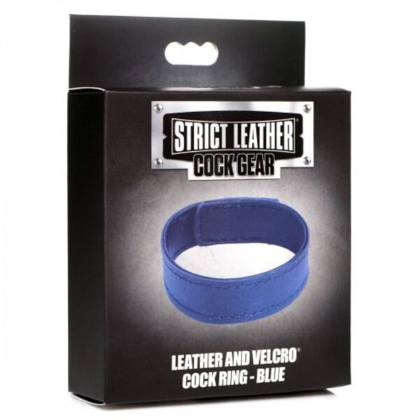 SL Cock Gear Velcro Leather Cock Ring – Blue