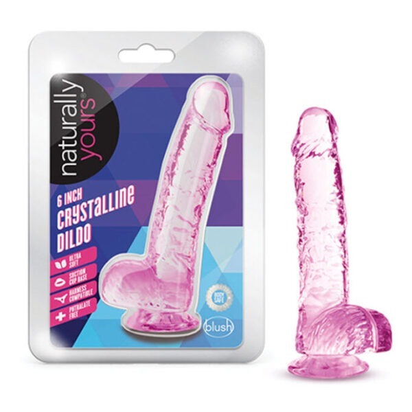 6in Naturally Yours - Crystalline Dildo - Rose