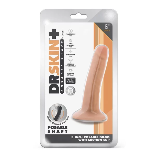 Dr. Skin 5″ Posable dildo with suction cup Vanilla