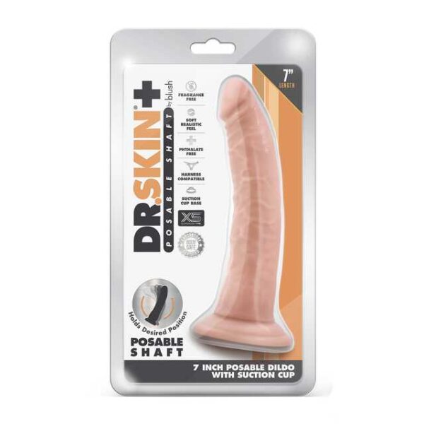 Dr. Skin 7″ posable dildo with suction cup Vanilla