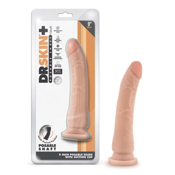 Dr. Skin 9″ Posable dildo with suction cup Vanilla