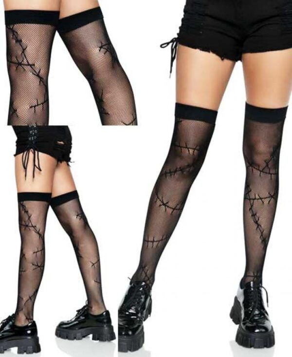 Stitched Up Fishnet Thigh Highs