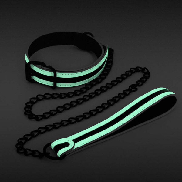 GLO Bondage – Collar and Leash – Green