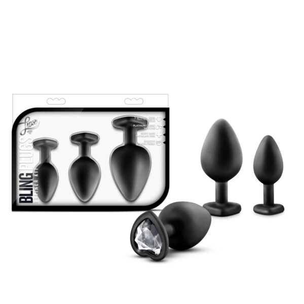Luxe – Bling Plugs Training Kit – Black With White Gems