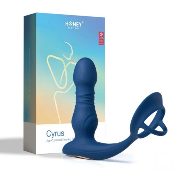 CYRUS App Controlled Thrusting Prostate Massager with Cock Ring – Blue