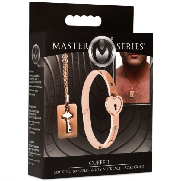 Cuffed Locking Bracelet & Key Necklace – Rose Gold