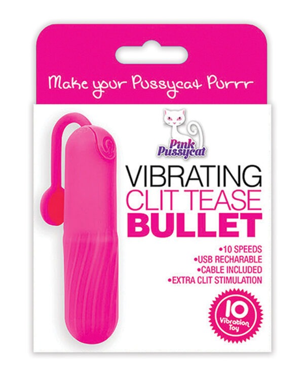 Pink Pussycat Vibrating Clit Tease Rechargeable Silicone Stimulator – Pink