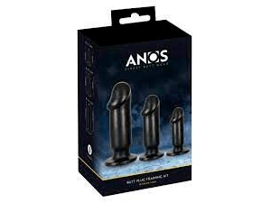 Anos Plug – Juego de plugs anales, 3 piezas, Entrenamiento, Flexible, Negro
